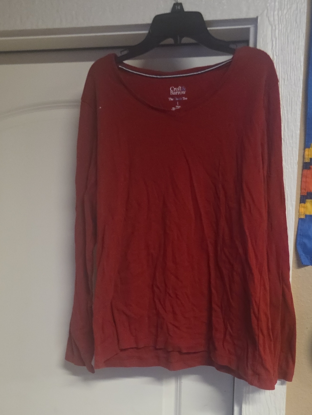 croft & barrow women's long sleeve tee in rust